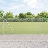Svejset Trådgitter med 7 Flangede Stolper 0.8x10 m Galvaniseret Stål