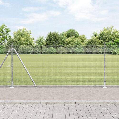 Svejset Trådgitter med 7 Flangede Stolper 0.8x10 m Galvaniseret Stål