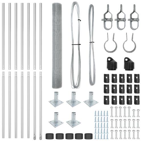 Svejset Trådgitter med 7 Flangede Stolper 0.8x10 m Galvaniseret Stål