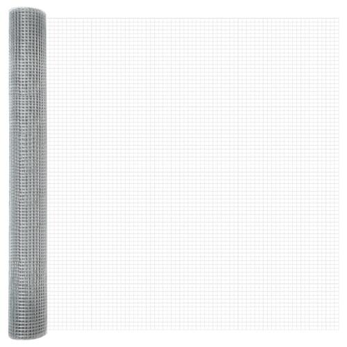 Svejset Trådgitter med 7 Flangede Stolper 0.8x10 m Galvaniseret Stål