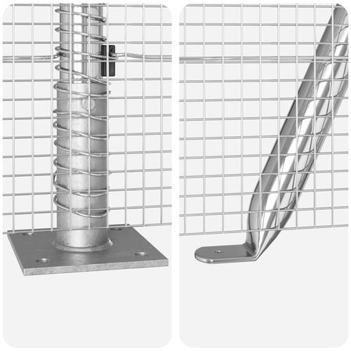 Svejset Trådgitter med 7 Flangede Stolper 0.8x10 m Galvaniseret Stål