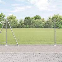 Welded Wire Fence med 7 Flangede Stolper 1,2x10 m Galvaniseret Stål