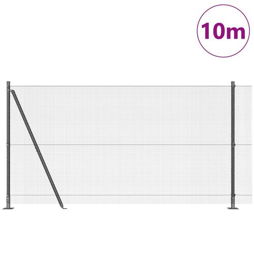Svejset trådhegn med 7 flangede pæle grå 1.2x10 m stål