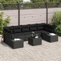 8 Dels Have Sofa Sæt med Puder Sort Poly Rattan