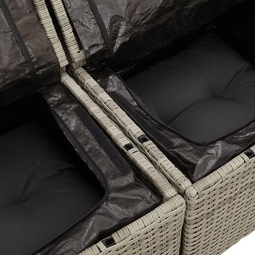 8 Stykker Have Sofa Sæt med Puder Grå Poly Rattan