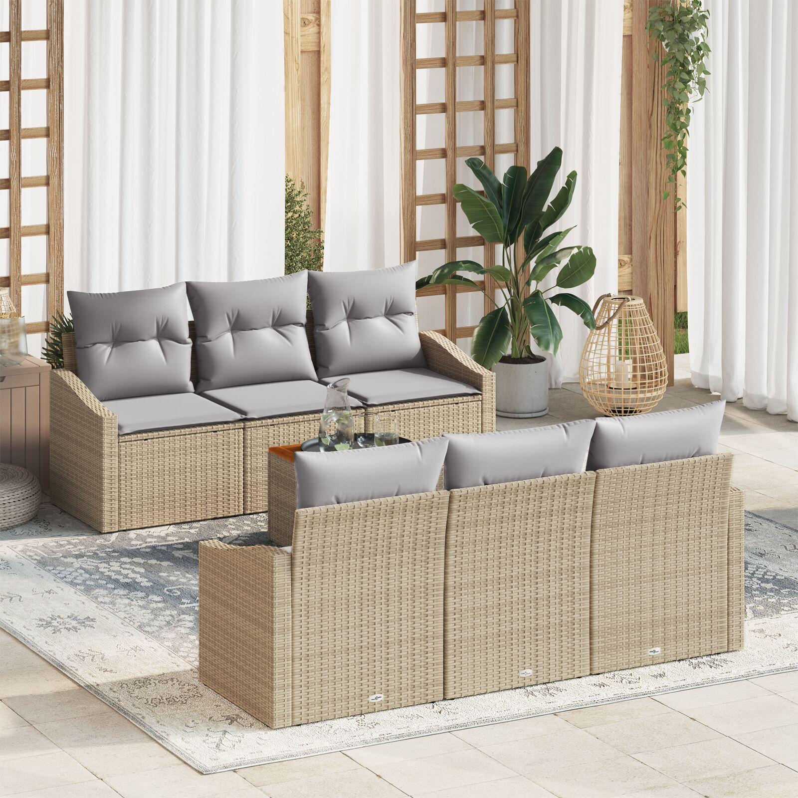Havesofa Sæt 7 stk beige og lysegrå billede