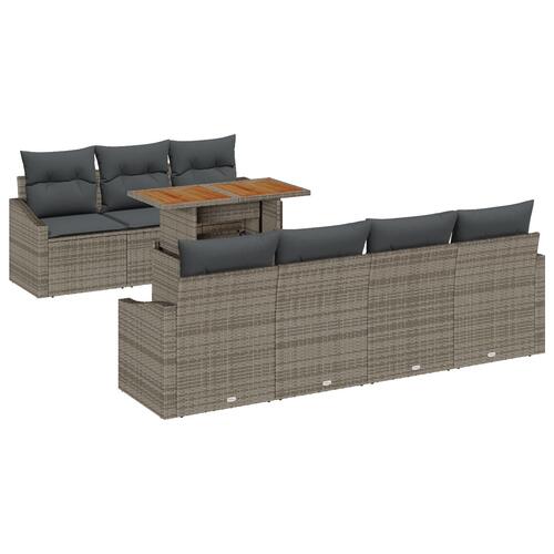 8 Stykker Have Sofa Sæt med Puder Grå Poly Rattan
