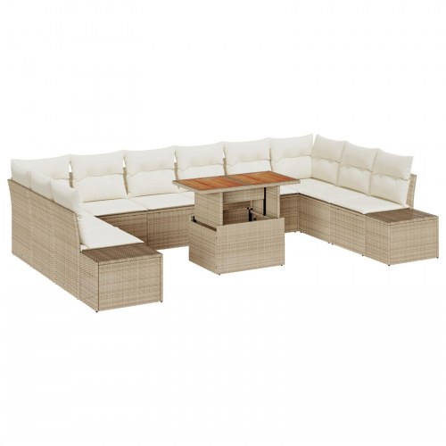 11 dele have sofa sæt med puder beige poly rattan