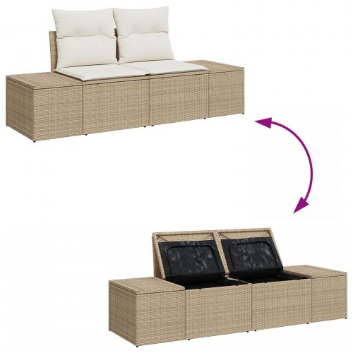 11 dele have sofa sæt med puder beige poly rattan
