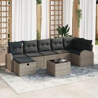 8 Stykke Have Sofa Sæt med Puder Grå Poly Rattan