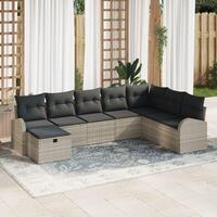 8 Stykke Have Sofa Sæt med Puder Lys Grå Poly Rattan