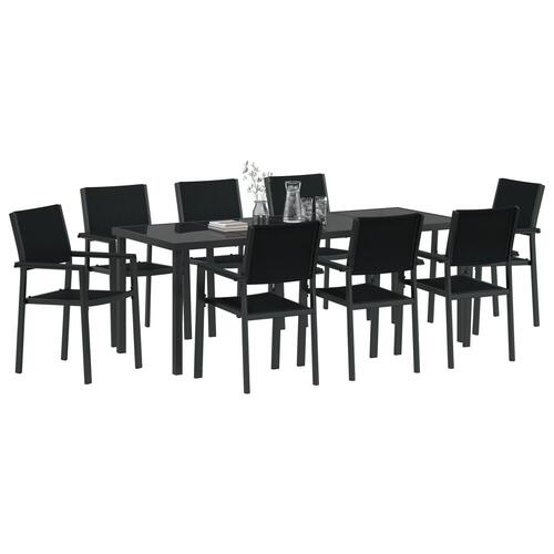 9 Delers Have Spisesæt Sort Poly Rattan