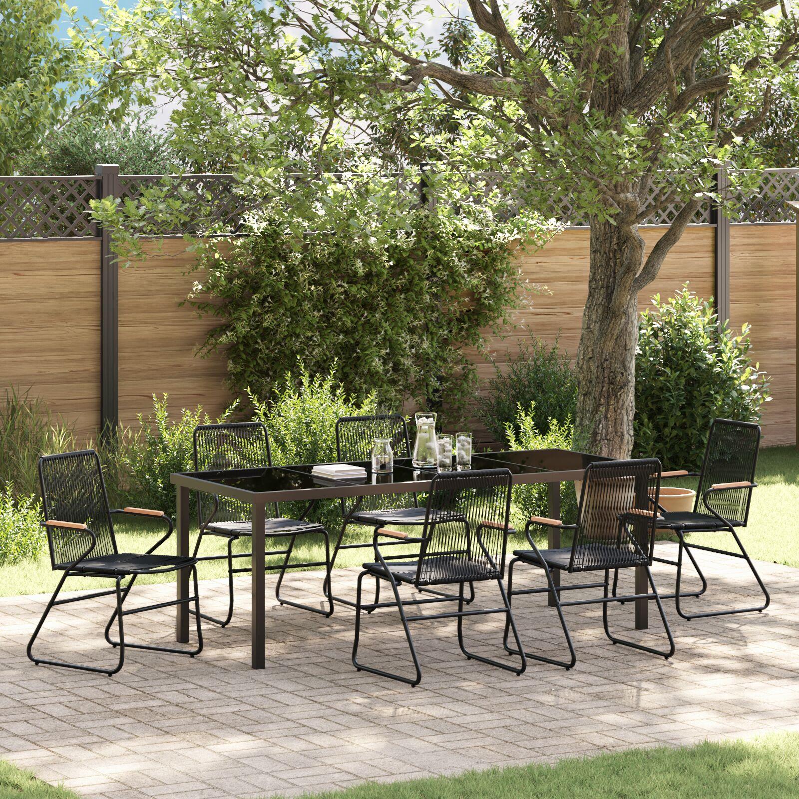 Have Spisebordssæt 7 stk Sort PVC rattan billede