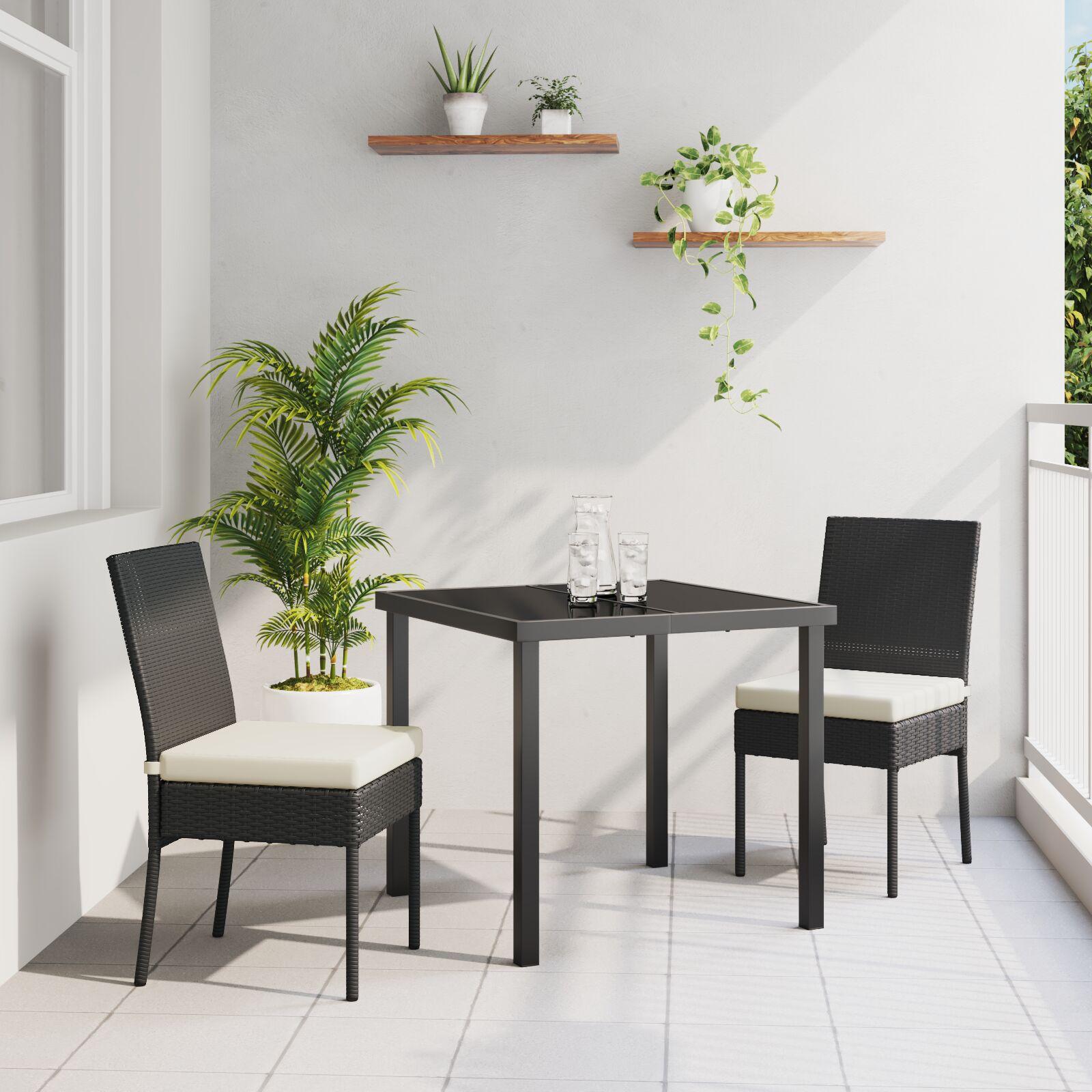 Have Spisebordssæt 3 stk Sort Poly rattan billede