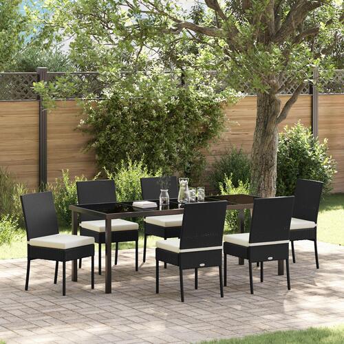 7 Delers Havemøbler Sort Polyrattan