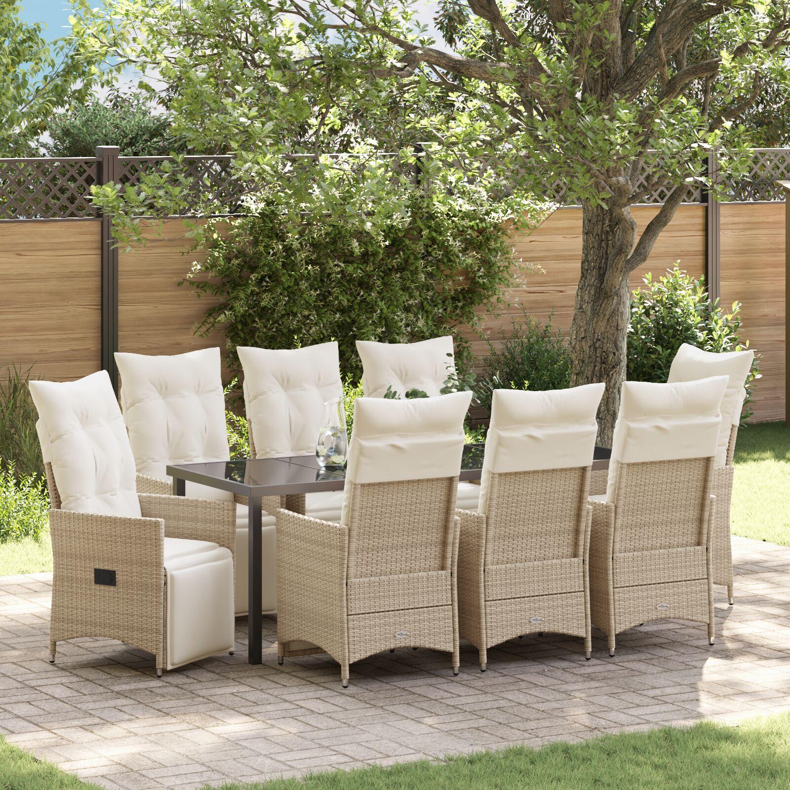 Have Spisebordssæt med pude 9 stk Beige Poly rattan billede