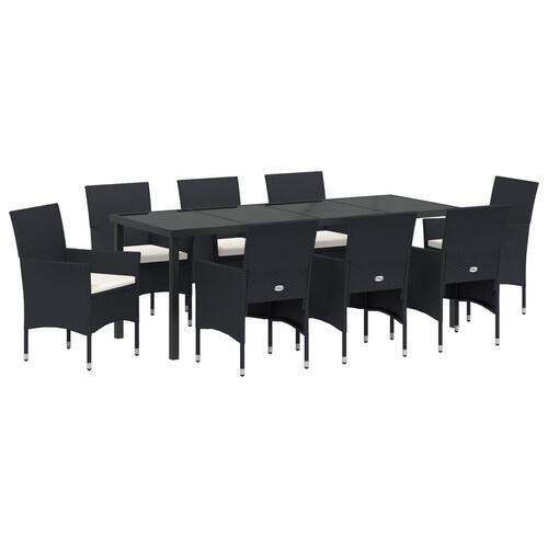9-personers have spisebord sæt Sort Poly Rattan