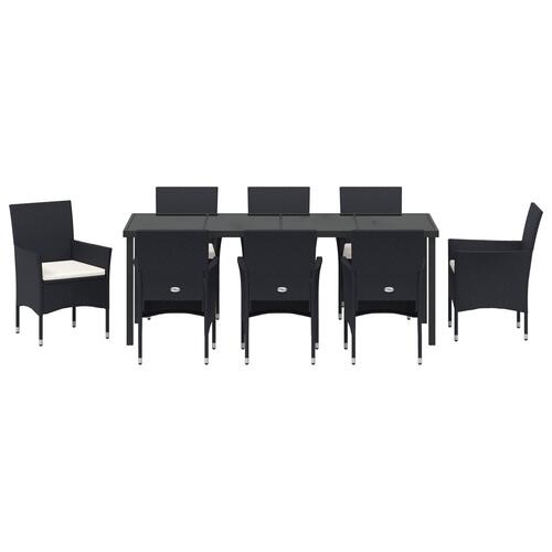 9-personers have spisebord sæt Sort Poly Rattan