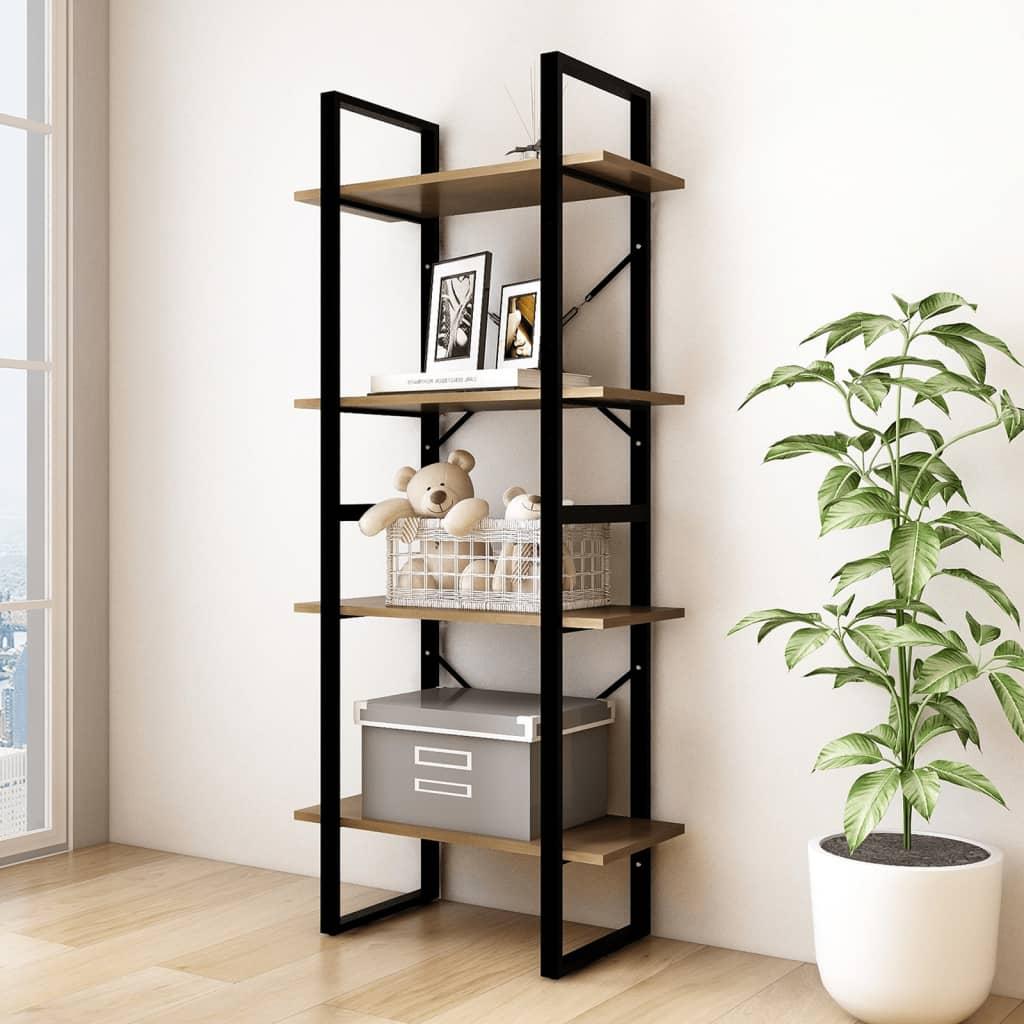 Bogreol 60x30x140 cm 4 hylder massivt fyrretræ