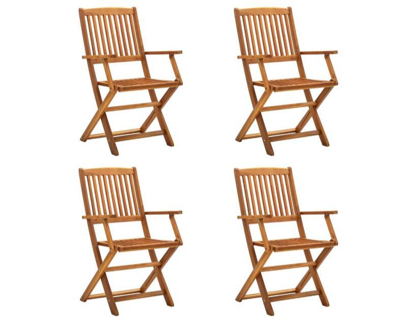 Foldbare havestole 4 stk. massivt akacietræ
