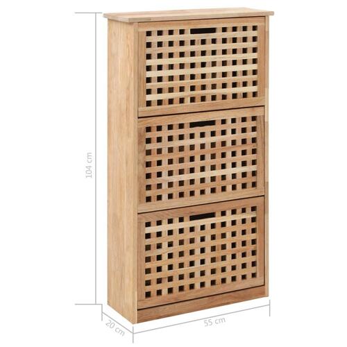 Skoskab 55x20x104 cm massivt valnøddetræ