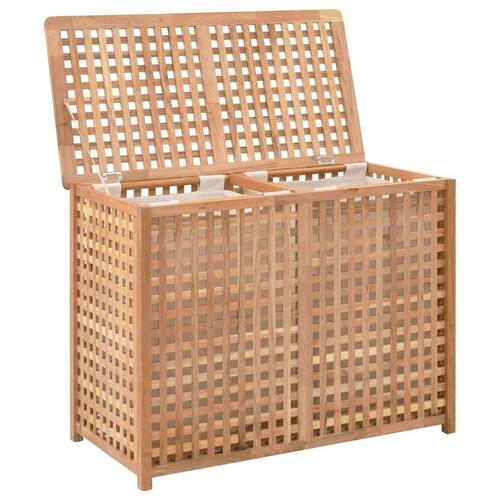 Vasketøjskurv 87,5x46x67 cm massivt valnøddetræ