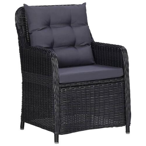 Udendørs spisebordssæt 9 dele polyrattan sort