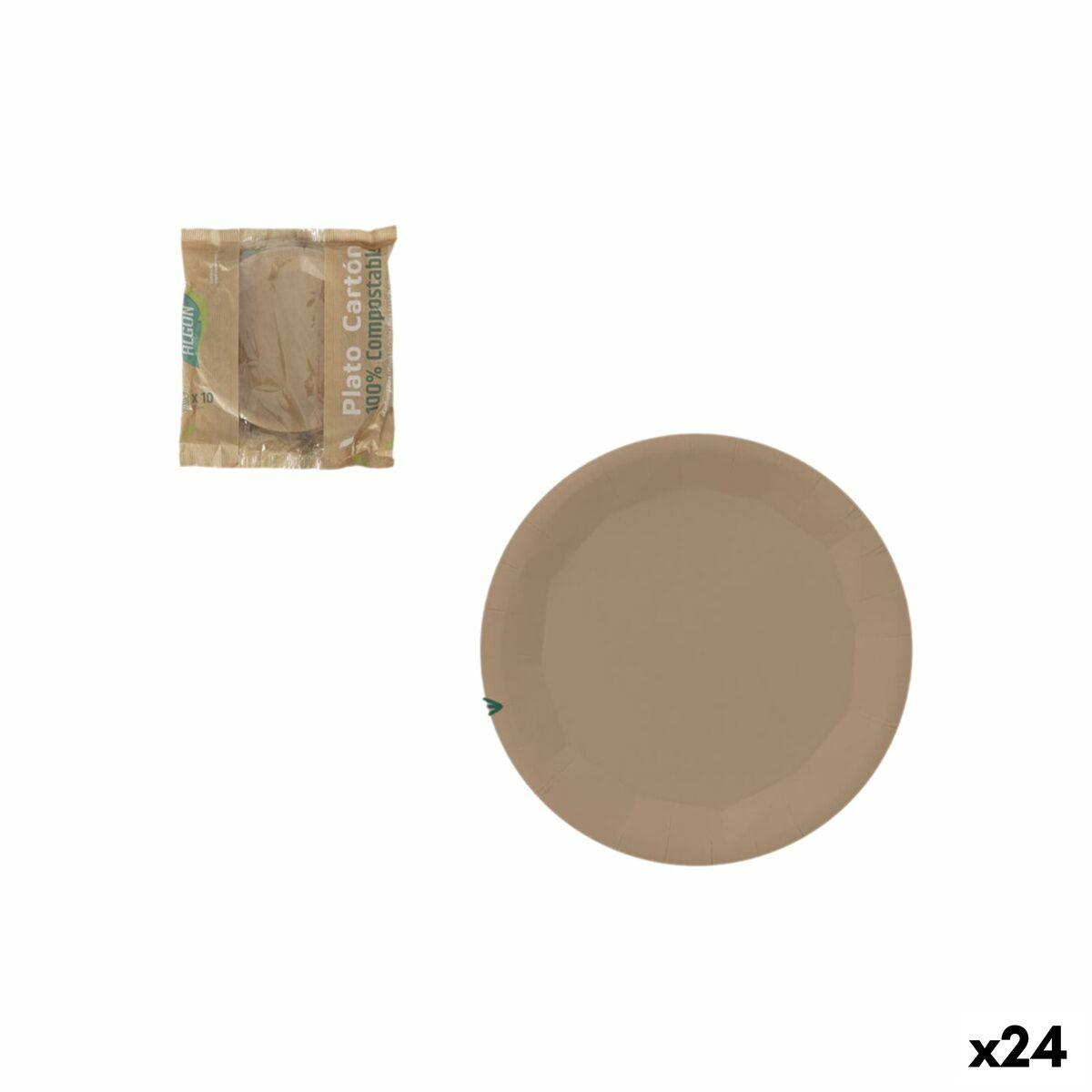 Algon engangstallerkener i kraftpap, brun - 17 cm, 10 stk (24 pakker)