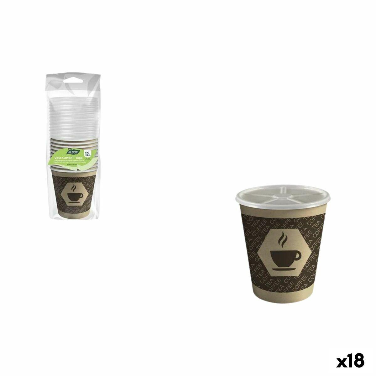 Algon engangskopper med låg, brun 120 ml - sæt á 12 (18 enheder)