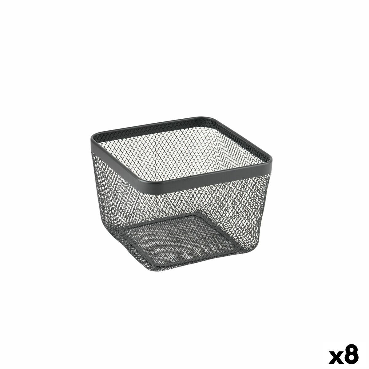 Multibrug kurv Confortime Sort Metal 24,5 x 24,5 x 17 cm (8 enheder)