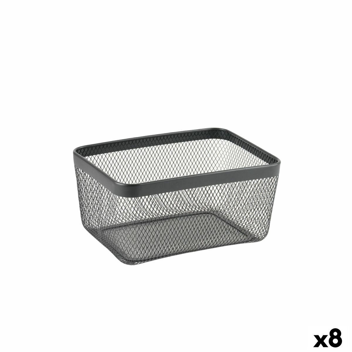 Multibrug kurv Confortime Sort Metal 30,5 x 23 x 15,2 cm (8 enheder)