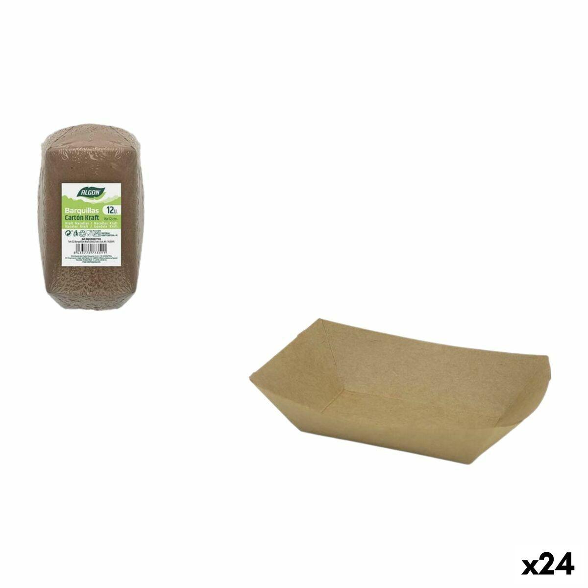 Algon engangsbakke i kraftpapir 16 × 12 × 4 cm - 12 stk. (24 pakker)