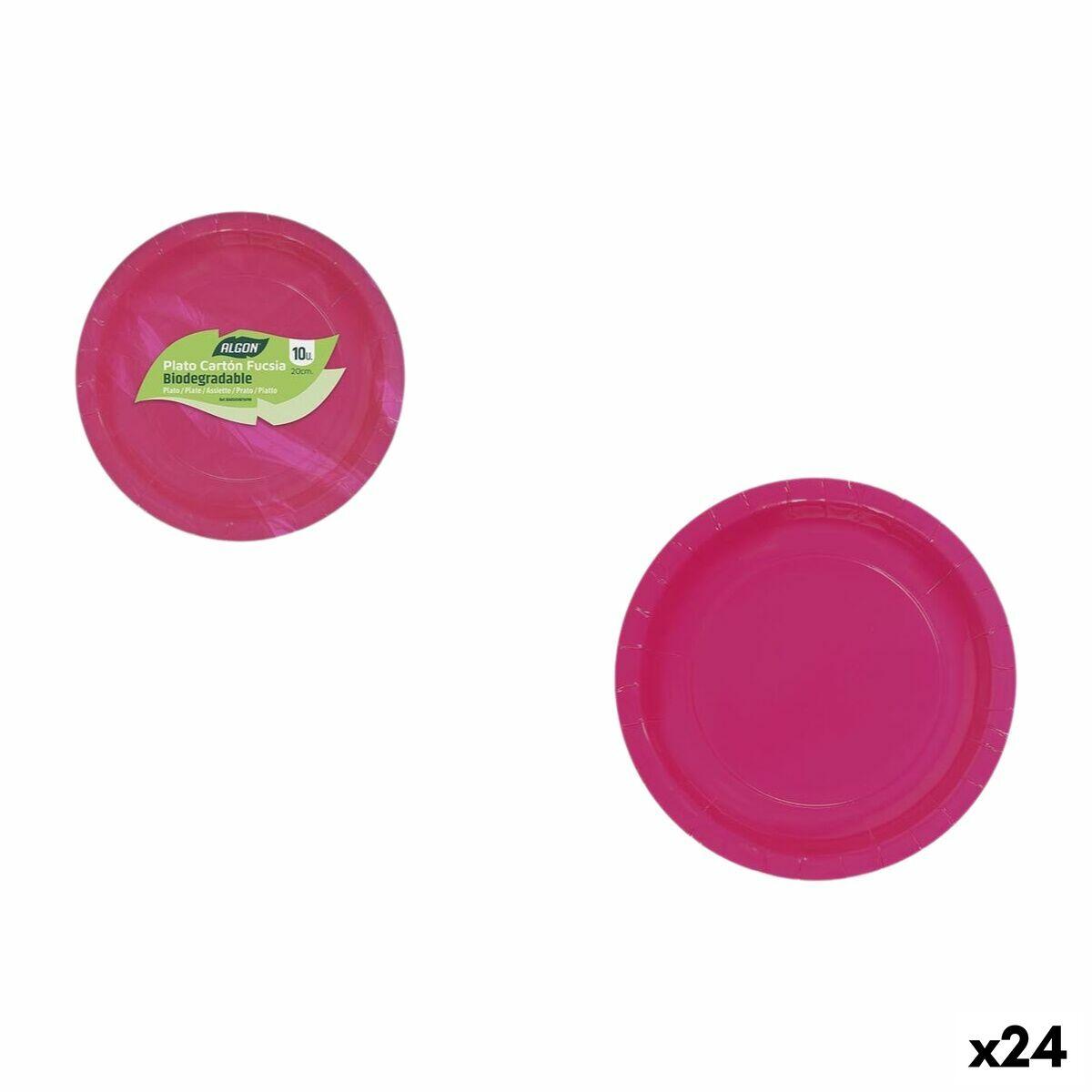 Algon engangstallerkener fuchsia 20 cm - 10 stk. (24 pakker)