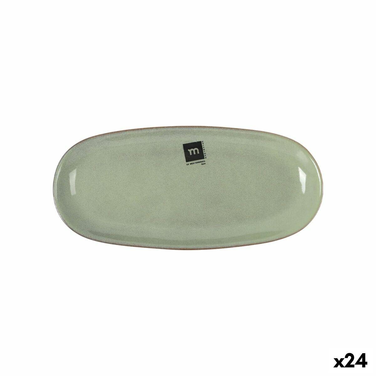 Macarella serveringsfad, oval, grøn - 25 × 12 × 2,2 cm (24 stk.)