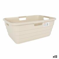 Vasketøjskurv Tontarelli Maya Beige Plastik 54,5 x 37,5 x 22 cm (12 enheder)
