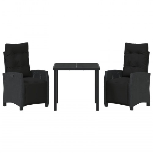 3 Stykker Havemøbelsæt Sort Poly Rattan