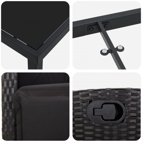 3 Stykker Havemøbelsæt Sort Poly Rattan