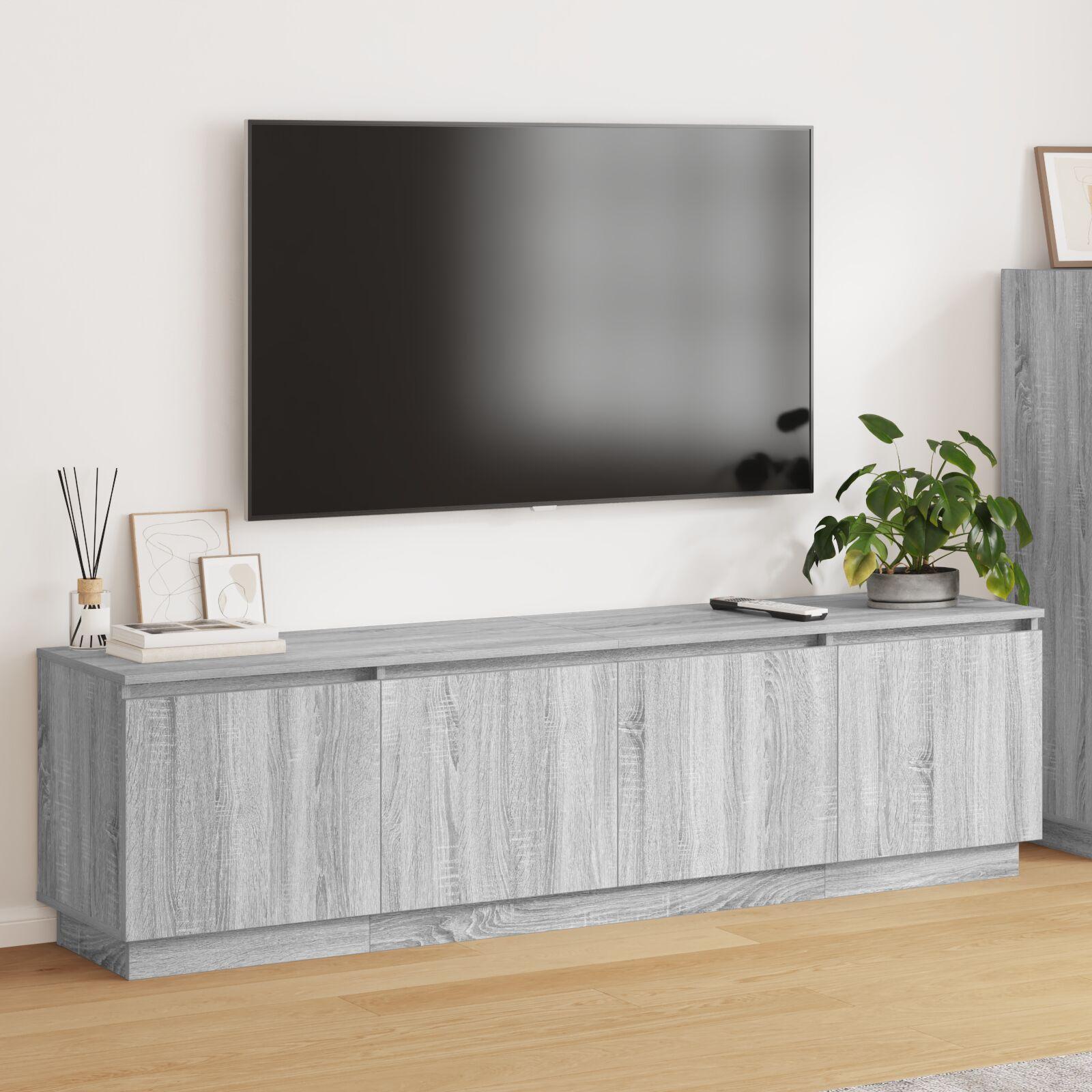 TV skab med LED Grå Sonoma 180x38x49 cm Konstrueret træ
