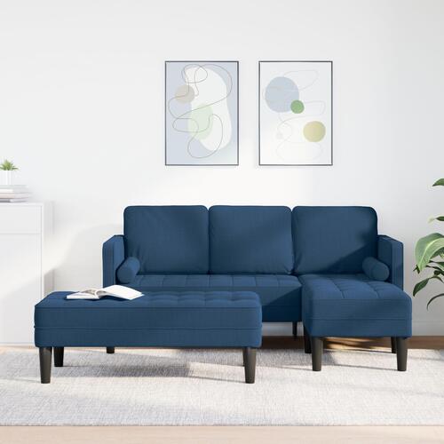 2 Styk Sofa Sæt med Puder Blå Stof