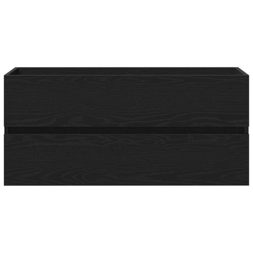 Vaskeskab med indbygget bassin Sort egetræ Konstrueret træ, Vaskeskab Sort egetræ 90x38.5x45 cm Konstrueret træ