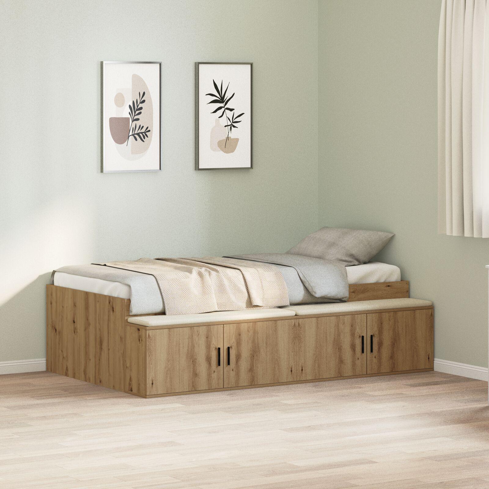 Seng med opbevaring artisan eg 90 x 200 cm Konstrueret træ billede