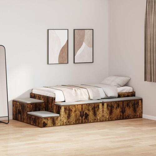 Opbevaringsbed Røget Eg Massivt Træ 100 x 200 cm