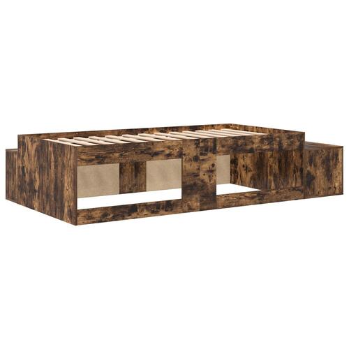 Opbevaringsbed Røget Eg Massivt Træ 100 x 200 cm