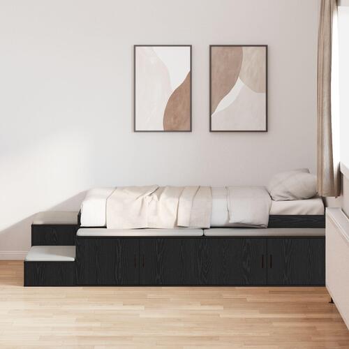 Seng RAMME Sort egetræ 90x200 cm