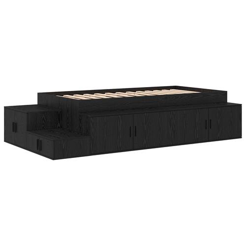 Seng RAMME Sort egetræ 90x200 cm
