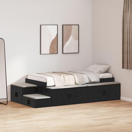 Seng RAMME Sort egetræ 90x200 cm