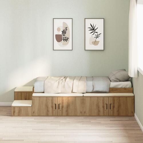 Opbevarings seng Artisan egetræ Konstrueret træ 90 x 200 cm