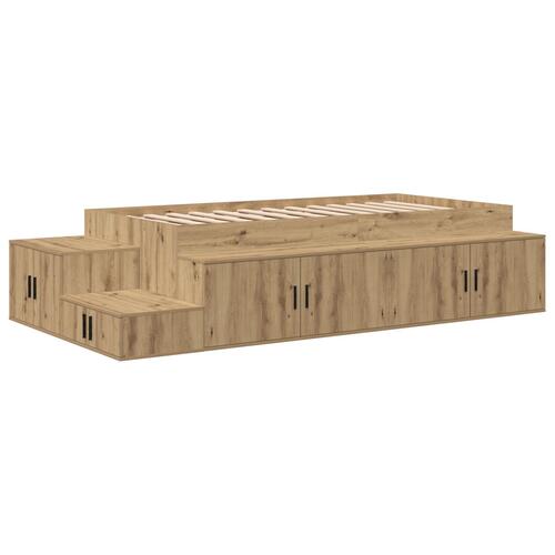 Opbevarings seng Artisan egetræ Konstrueret træ 100 x 200 cm