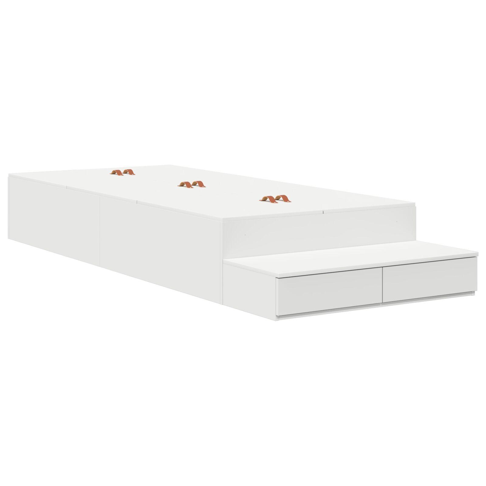 Seng med opbevaring Hvid 236.5 x 80 x 31.5 cm Konstrueret træ billede