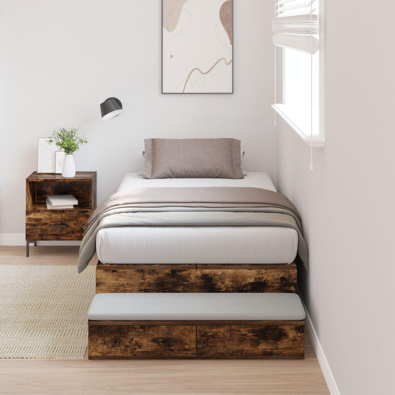 Opbevaringsseng Ramme Røget Eg 100x200 cm